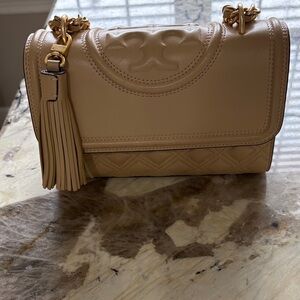 Tory Burch Beige Crossbody Bag with Tassel